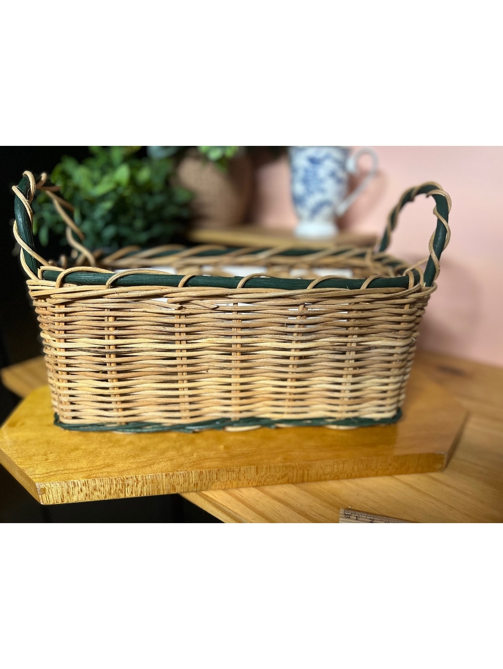Wicker Rectangular Basket with Snowmen - Picture 4 of 7